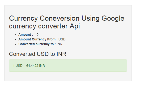 Currency Conversion Using Google Currency Converter Api - 